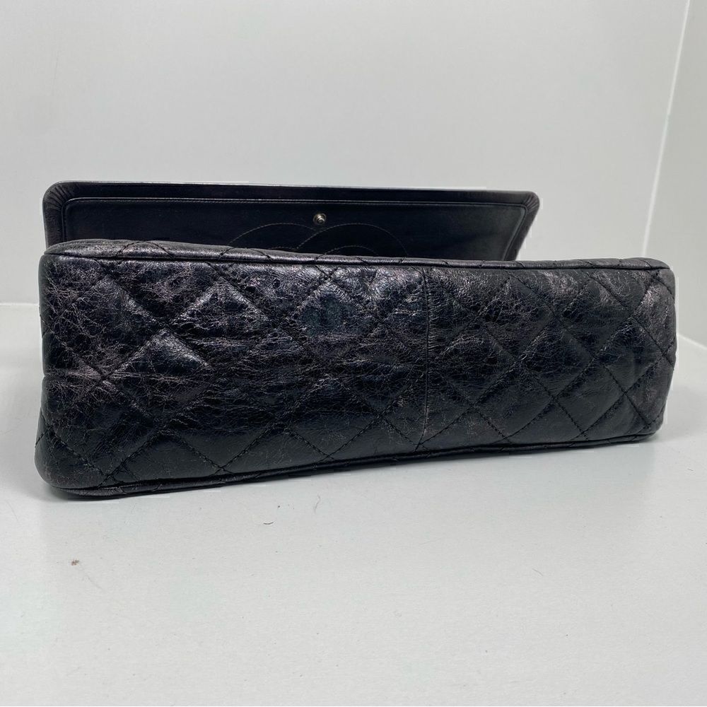 Chanel reissue 2.55 Flag Bag Quilted Glazed Calf Skin Silver Jumbo - Picture 6 of 12